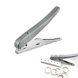 Pokumil Hole Punch, 0.2 inch (6 mm) / 0.3 inch (8 mm), 1 Hole, Loose Leaf Punch, Single Punch, Handheld, Made of Metal, Heavy Duty Punch, Labor Saving, Portable, Office Supplies, DIY Tool, For