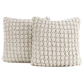 COCOPLOCEUS Set of 2 Boho Throw Pillow Covers 18x18 Decorative Farmhouse Pillow Covers Velvet Square Cushion Covers Bubble Texture Pillowcase for Couch Sofa Bed Bedroom Car Living Room, Beige Gray