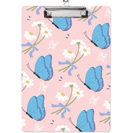 CRASPIRE Acrylic Clipboard A4 Butterfly Writing Board with Stainless Steel Clip Rectangle Animal Writing Instrument Decorative Clipboards Forms Holders for Office Supplies School Students