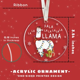 Llama Ornament - Llama Christmas Ornament - Llama Ornaments for Christmas Tree, Farm Animal Christmas Ornaments - Llama Gifts, Llama Gifts for Women, Llama Lovers Gifts - Acrylic Christmas Ornament
