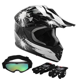 DOT Youth Kids ATV Motocross Offroad Street Helmet Full Face Motorcycle Off-Road ATV Helmet Dirt Bike Motocross Helmet+Gloves+Goggles