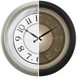FOUNTAIN DESIGNS 18" Large Galaxy Luminous Atomic Clock with Night Light, Lighted Wall Clocks for Bedroom or Livng Room Decor,Morning Silver Finish,House Warming Gifts New Home
