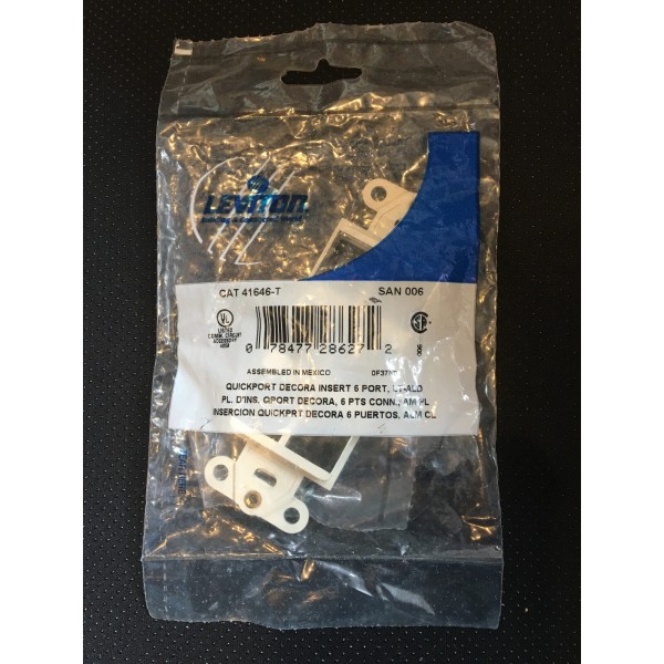 Leviton 41646-T QuickPort Decora Insert, 6-Port, Light Almond