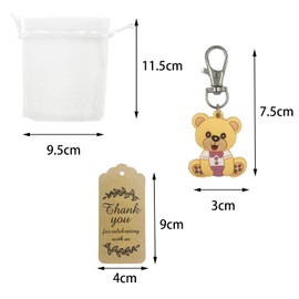 DUGYIRS 30 Sets Baby Shower Favors Guests Return Gifts,Including Keychains, Organza Bags and Thank You Tags for Kids Boys Girls Birthday Party Supplies(Pink Bear)