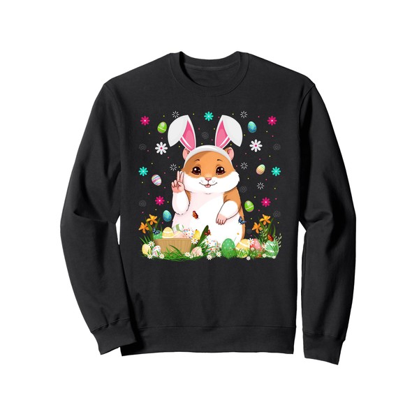 Hamster Easter Egg Hunt Bunny Ear Hamster Happy Easter Sweatshirt