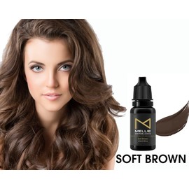 Mellie Microblading Pigment – 10 ml/.35fl.oz | Medical Grade | No Mixing | Long Lasting for Professionals Permanent Make Up Supplies (Soft Brown)