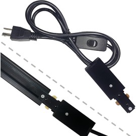 Bravsekai Black Track Lighting Live End Cord, 4.92FT H Track Live End Feed Connector, Suitable for H Type Single Circuit 3-Wire-1 Track Lighting Systems