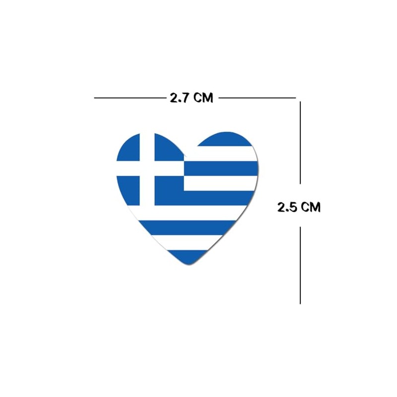 Set of 4 x Greece Flag Heart Iron on Transfer