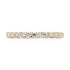 1 Carat Round Cut Lab Created Moissanite Diamond Full Eternity Stackable Wedding Band Ring For Women In 14K Yellow Gold Over Sterling Silver (VVS1 Clarity, 1 Cttw) (1 Cttw), Ring Size 6.5
