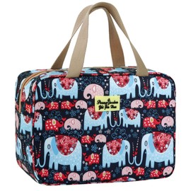 Toiletry Bag for Women Cosmetic Bag Large Toiletry Bag Navy Rose Toiletry Kit Leakproof Toiletry Bag for Girls Make Up Bag Floral Cosmetic Case (11.8L×5.1W×7.8H, Elephant)
