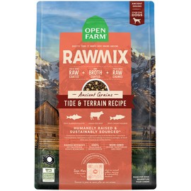 Open Farm, RawMix Dry Dog Food with Ancient Grains, Protein-Packed Kibble Coated in Bone Broth with Freeze Dried Raw Chunks, Pollock Beef & Salmon, Tide & Terrain Recipe, 20lb Bag