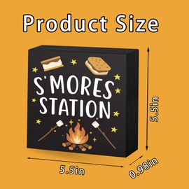 Happy National S'mores Day Funny Camper Wooden Decor Camping Decorative Sign Camper Desk Sign for Home Farmhouse Family Summer Decorations Gifts for RVers Friends S'mores Station White Elephant Gifts