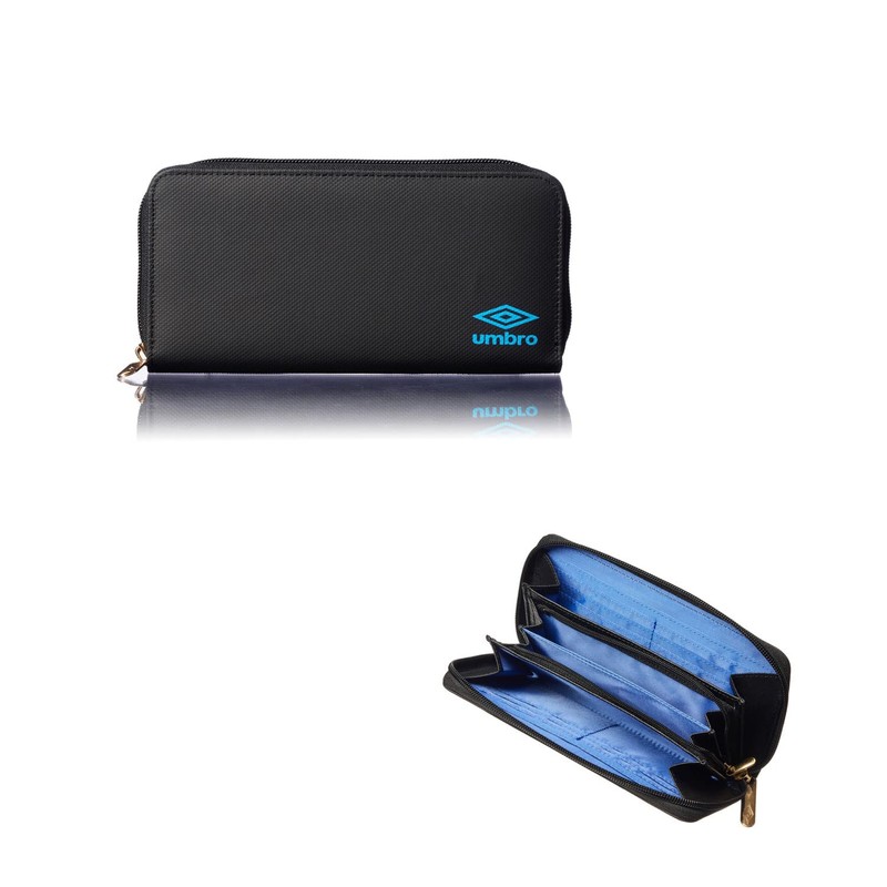 Umbro Tarpaulin Round Zip Long Wallet, Black/blue