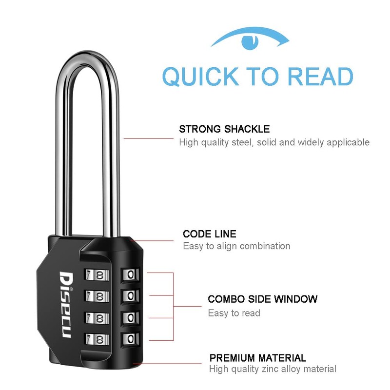 1 Pack disecu 4 Digit Combination Lock, 2.6 Inch Long