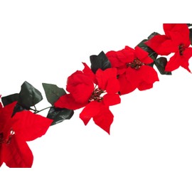 BWG Poinsettia 1.5m Red Green Christmas Tree Garland Decoration