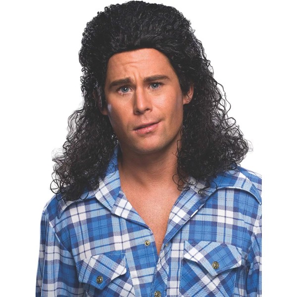 Black Permed Mullet Wig