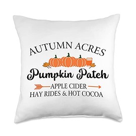 Fall Shirts By HustlaGirl Autumn Acres Pumpkin Patch Apple Cider Hay Rides Hot Cocoa Throw Pillow, 18x18, Multicolor