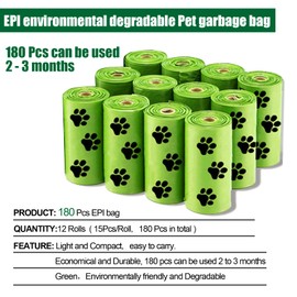 Certified EPI Compostable Dog Poo Bags, USDA 38% Biodegradable Un-Scented Pet Waste Bags 22×33cm, GLAD Thick Pet Poop Bags (180pcs Poo Bags)