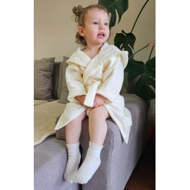 KAKU NANU Bathrobe Kids Towelling Robe Girls Dressing Gown Towel Cotton Bath Robes for Kids White 5 6 Years Girls' Sleepwear & Robes