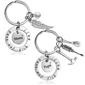 Bazasa Mum Gift Key Ring Angel without Wings is called Mama, pass auf dich auf! Keyring Women for Birthday, Mother's Day, Valentine's Day, Guardian Angel Pendant, Birthday Gift, Keyring Mum Dad Gift