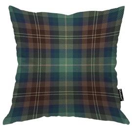 Moslion Throw Pillow Cover Scottish Tartan Plaid Christmas Traditional Checkered Rustic Geometric Pattern Square Pillow Case Cushion Cover for Home Car Decorative Cotton Linen 18x18 Inch