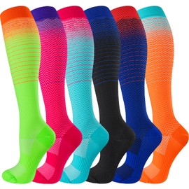 bropite Calcetines De Compresión Para Mujer Y Hombre: 6 Pares, 20-30 Mmhg, Para Correr, Enfermeras, Viajes.