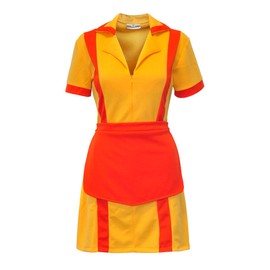 Cosplay Costume for Dinner Uniform with Apron Yellow Orange Girls Dress S-XL (M)