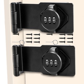 Hiceeden 2 Pack 90 Degree Barn Door Lock, High-Security Cabinet Password Lock, Combination Door Latch with Key for Sliding Door, Gate, Closet, Garden, Garage, Bathroom, Black