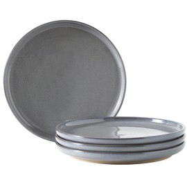 Tikooere Ceramic Dinner Plates Set of 4,Stoneware 8 Inch,Microwave,Dishwasher and Oven Safe,Porcelain Dessert Plates for Pasta,Salad and Steak,Dishes Set for Kitchen,Scratch Resistant,Gray