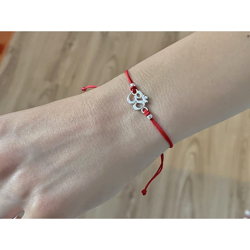 Om Bracelet Bangle Sterling Silver 925 Ohm On Yoga Red