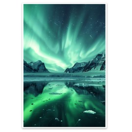 Bliss Monkey Co. Aurora Borealis Poster - Northern Lights Landscape - Arctic Scenery - 12 x 18 Inch Unframed - Premium 100lb Gloss - Made In USA - BMCP01113