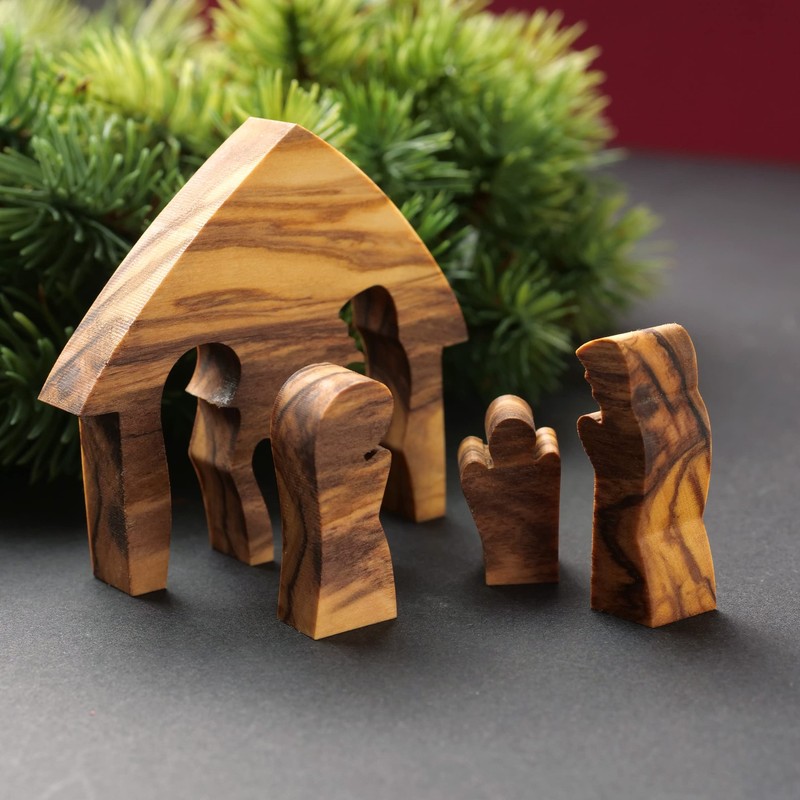 KASSIS Olive Wood Christmas Decoration Nativity Scene Puzzle Table Decoration