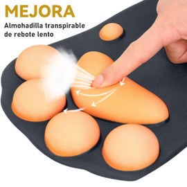 PAGANOOM Almohadilla para el Ratón, Alfombrilla de Ratón de Silicona con Reposamuñecas, Forma de Garra de Gato 3D, Diseño de Ergonomía, Adecuado para el Estudio y el Trabajo (Negro)