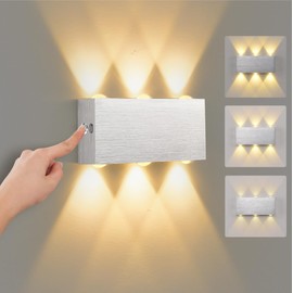 ANKBOY Battery Operated Wall Sconce Motion Sensor Indoor Wall Lights with Switch, 6W LED Wireless Wall Lamp Rechargeable Magnetic Up Down Lighting for Hallway Staircase Living Room Decor, 3000K