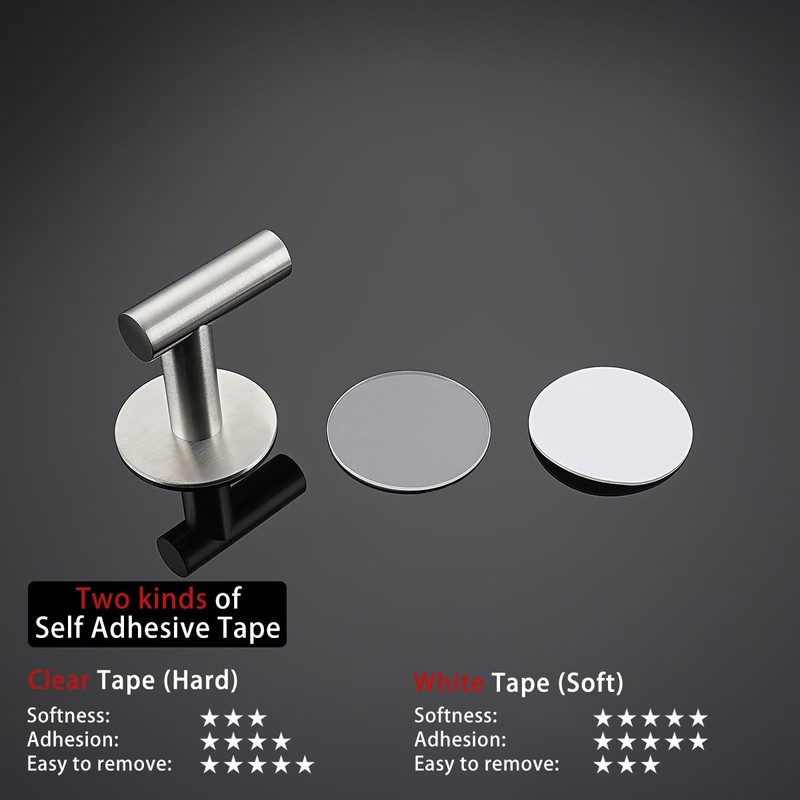 JQK Self Adhesive Towel Hook Brushed, No Drill Stick on