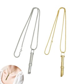 LLFYXM Breathing Necklace,2PCS Breathlace Mindful Anxiety Necklace For Stress Relief torque(Gold+Sliver) Men Women Breathing Exercises Portable Whistle Breath Necklac Anxiety Gift