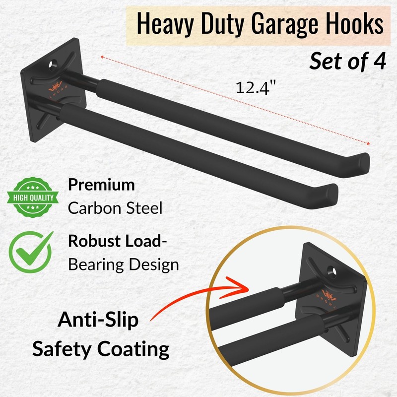 ALWORG Ladder Hangers Set of 4 for Garage Wall -
