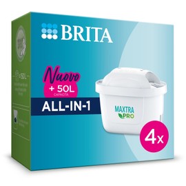 Brita Maxtra Pro All-In-1 Water Filter - Includes 4 Maxtra Pro All-In-1 Filters to Reduce Chlorine, Limescale and Impurities