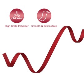 Lrybbon Double Face Red Grosgrain Ribbon for Gift Wrapping 3/8 inch×50 Yards Ribbon Ideal for Sewing Hair Bow Crafts Project Flower Bouquet Weddings Floral Arrangements