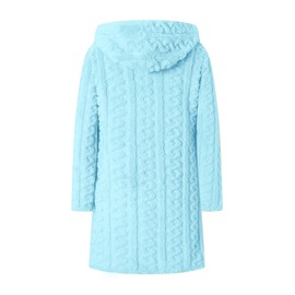 Umeyda - Bata de baño de franela suave y cálida con capucha y capucha con cinturón y bolsillos para niños, de 1 a 18 años, C Twist Blue, 9-10 Años