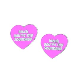 2Pcs Pink Heart Brooch Set for Women Girls "You Are My Soulmate" Lines Bff Best Friend Badge Pin Funny Enamel Lapel Pins Matching Friendship Couples Brooches Birthday Jewelry Gifts for Sister Daughter