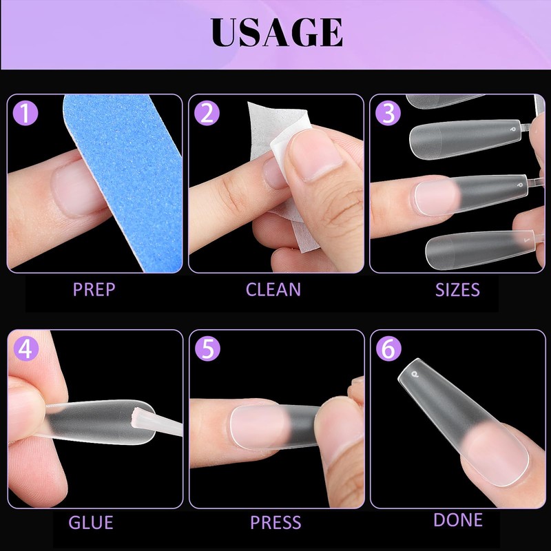 Fingooo Nail Tips, Ultra Thin, 240 Pieces, Long, Clear, Long,