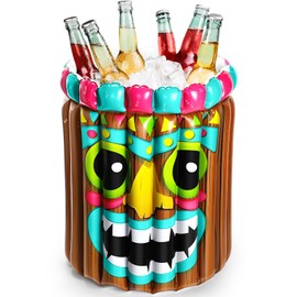 Vesici Totem Tiki Inflatable Cooler 25 x 20 Inch Hawaiian Luau Drink Tiki Party Summer Drink Cooler for Hawaiian Luau Beach Summer Party Supplies BBQ Birthday Tropical
