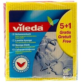 Vileda Sponge Cloth, 5+1 Piece, Super Water Absorbent, 18 x 20 cm