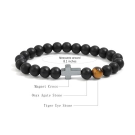 UILZ To My Men Beads Cross Bracelet for Men Tiger Eye Cross Bracelet for Son Dad Grandson Godfather Confirmation Christian Bracelet Religious Jewelry Gifts