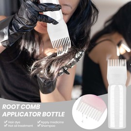 Gen'c Beauty 2 Root Applicator Bottles + Scalp Massager Brush for Hair Coloring Dye, Hair Oil,Hair Treatment Directly for Salon or Home Use (White + Blue)