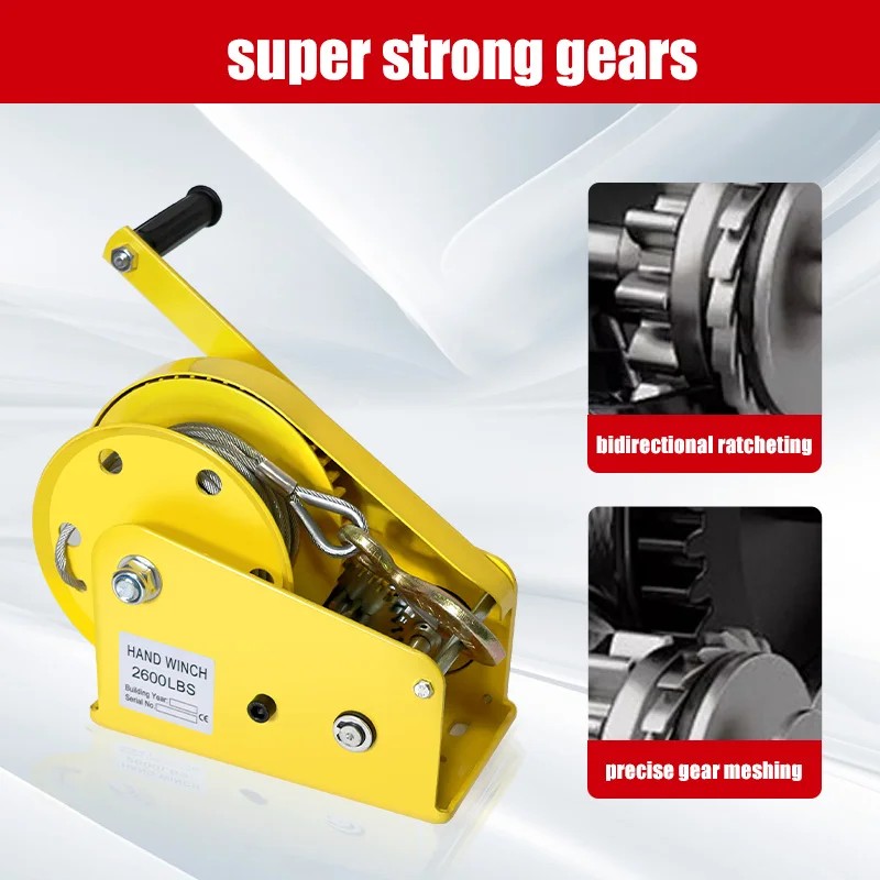 2600LBS Heavy-Duty Manual Winch, Hand Crank Puller, Direct ShippingLoad Capacity: