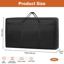 KUIZHEN Large Storage Bags, 2 Pcs 180L Waterproof Luggage Bag Waterproof Heavy Duty 600D Oxford Moving Bags For Bedding Duvets Pillows Laundry Clothes or Moving home Black