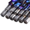 6pcs Spiral Tap Drill Bit Set Blue Plating Coating Hex