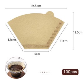 Unbleached Disposable Coffee Paper 8-12 Cups for Cuisinart, Ninja, BLACK DECKER,Pour-Over Coffee and Coffee Maker (Natural Unbleached, U-shaped 100 Count)